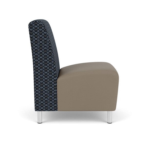 Siena Lounge Reception Armless Guest Chair, Brushed Steel, RS Night Sky Back, MD Farro Seat